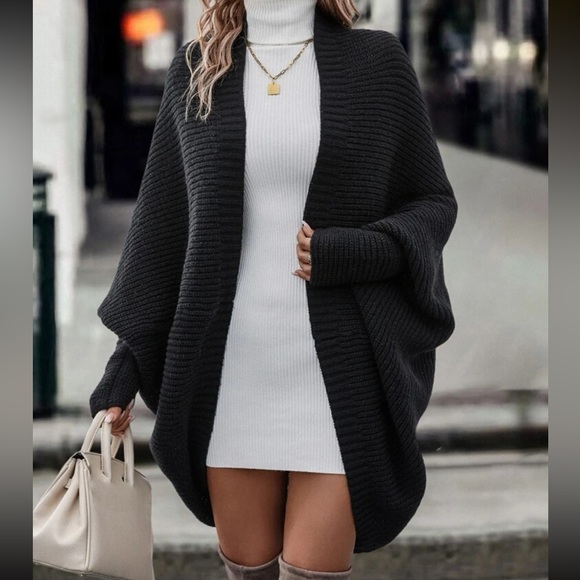 Cozy Open Front Batwing Minimalist Cardigan - Picture 8 of 10